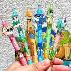 สติกเกอร์ลายภูเขาและท้องทะเลสไตล์คลาสสิกกล่องปริศนาปากกาการ์ตูนหลายอันดันปากกาของเล่นสีดำทันสมัยขนาด0.5มม. - Product Image 3