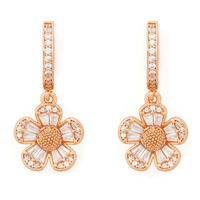 Maimang Maßgefertigter Edel-Schmuck 18k Vergoldete 925 Sterling Silber Vollbesetzte Zirkonia Blumen-Anhänger Tropfen-Ohrringe für Damen