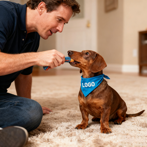 تخفيضات كبيرة على رباط كلب فاخر مخصص من الاكسسوارات القطنية البيضاء مع اسم وشعار طباعة بالتسامي للصيف - Product Image 3