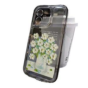 Capa de Telefone Transparente com Pintura a Óleo de Flores para <span class=keywords><strong>iPhone</strong></span> 16 Plus 17 Air Pro Max, <span class=keywords><strong>Shell</strong></span> à Prova de Choque - Product Image 6