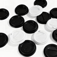 Respectueux de l'environnement personnalisé 80mm 90mm blanc/noir PP PS papier gobelet couvercle café couvercles en plastique jetables