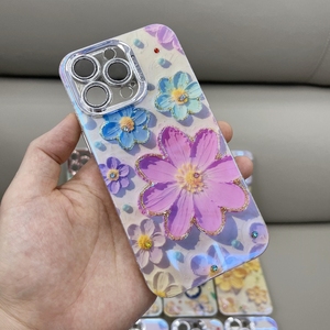 Hoa sơn dầu mạ điện long lanh kim cương cô gái thương hiệu độc đáo màu hồng Chất lượng cao Vỏ điện thoại di động trường hợp - Product Image 4