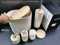Ensemble de salle de bain en plastique avec couvercle en bambou de style européen moderne, 6 pièces, accessoires, ensemble de bain, cadeau