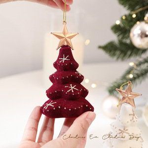 <b>Christmas</b> <b>Flocked</b> Mini <b>Tree</b> Ornaments with Gold Top Star Hanging Xmas <b>Tree</b> Pendants for Holiday Table Decor - Product Image 1