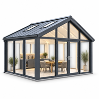 Cuisine extérieure en aluminium, véranda isolée avec toit à pignon, lucarnes en verre trempé double, design moderne pour appartement et jardin