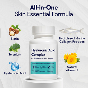 Capsules d'<span class=keywords><strong>acide</strong></span> <span class=keywords><strong>hyaluronique</strong></span> avec peptides de collagène <span class=keywords><strong>marin</strong></span> hydrolysé, biotine, vitamine, sélénium, favorisent la santé de la peau, des cheveux, des os <span class=keywords><strong>et</strong></span> des articulations - Product Image 4