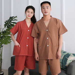 Traje de sauna de algodón con botones delanteros y traseros para hombres y mujeres, ropa para terapia de masajes, verano 2021 - Product Image 5