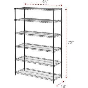 Étagères métalliques Alera ALE Commercial à six niveaux, 48 largeur x 18 profondeur x 72 hauteur, noir anthracite, pour garage - Product Image 1