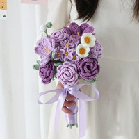Bouquet de roses en crochet tricoté, fleurs artificielles pour mariages, cérémonies de remise de diplômes, décoration de la maison, cadeau