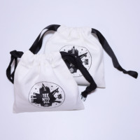 Sac de rangement en toile de coton biologique personnalisé avec logo imprimé, durable, pour bijoux, sac à cordon pour femme