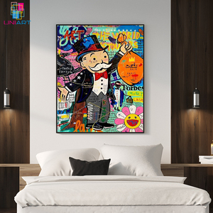UNIART Graffiti uang jalan seni kanvas cetak Pop dinding seni ruang tamu Poster <span class=keywords><strong>Banksy</strong></span> Kartun Modern kanvas lukisan cetak dibingkai - Product Image 3