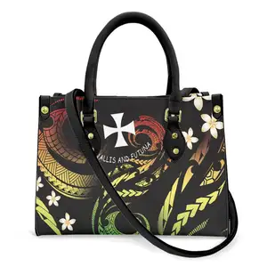 Custom Print Women Tote Bags Polynesian Futuna Islands And Tribal Wallis Designer Women's Shoulder PU Purse Handbag