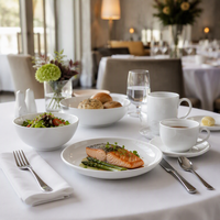 Service de table en mélamine, vaisselle blanche unie, assiettes rondes, bol pour la mise en place de tables de banquet d'hôtel