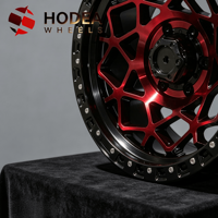 Jantes forgées tout-terrain de style Beadlock à 6 trous, rouge et noir, en maille, de 17/18/20 pouces pour F150 Silverado Jeep Wrangler 4x4 Pickup SUV