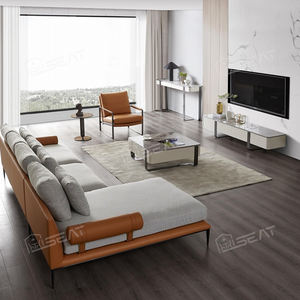 Ghế thư giãn phòng khách chất lượng cao màu cam đang thịnh hành, khung kim loại, ghế tựa tay bằng chất liệu PU - Product Image 5