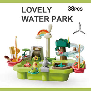 Parc aquatique dinosaure avec fonction de décharge d'eau électrique, ensemble de jeu éducatif en plastique pour enfants, petite taille - Product Image 4