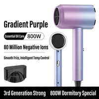 Sèche-cheveux électrique à ions négatifs 800W haute puissance avec moteur DC, contrôle de température constante, buse à jet unique, air chaud et froid, 3 vitesses