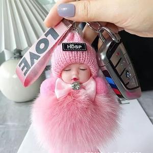 Gran oferta, llavero <span class=keywords><strong>de</strong></span> bola <span class=keywords><strong>de</strong></span> piel <span class=keywords><strong>de</strong></span> <span class=keywords><strong>bebé</strong></span> a la moda, llavero <span class=keywords><strong>de</strong></span> piel suave esponjoso para <span class=keywords><strong>dormir</strong></span> para <span class=keywords><strong>bebé</strong></span>, llaveros <span class=keywords><strong>de</strong></span> coche, bolsos con abalorios, regalos para niñas - Product Image 5