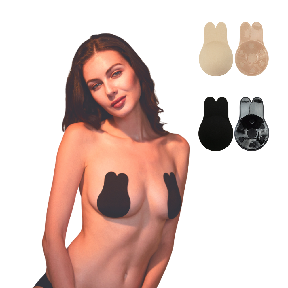 Lady Lifting Bra Breast Pull Up Bunny Strapless Adhesive Seamless Rabbit Silicone Bra