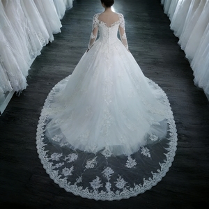 Nuovi abiti da sposa di lusso Sexy in pizzo a collo sottile strascico lungo abito da sposa abito da sposa - Product Image 5