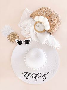 Chapeau de plage personnalisé, mignon et unique, idée cadeau pour future mariée, pour enterrement de vie de jeune fille - Product Image 3