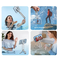 Support de téléphone magnétique multifonctionnel de poche pour voyage, en alliage d'aluminium, support de téléphone rotatif à 360 degrés, support de bureau avec mousqueton