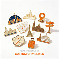 Badges de revers en métal personnalisés sur le thème des monuments, fabrication OEM/ODM, souvenirs de voyage de ville, usine chinoise
