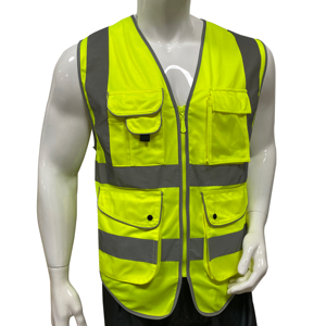 Üretim güvenlik yelek özel logo inşaat cepler yelek yüksek görünürlük ile yansıtıcı güvenlik kıyafeti fermuar - Product Image 3