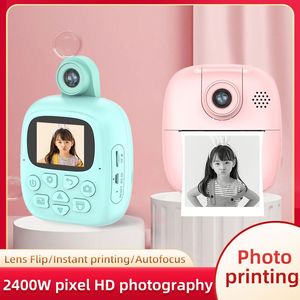 Appareil photo pour enfants avec objectif rotatif 1080P, grand angle 180°, écran 2,4 pouces, impression thermique instantanée, photographie en un clic - Product Image 3