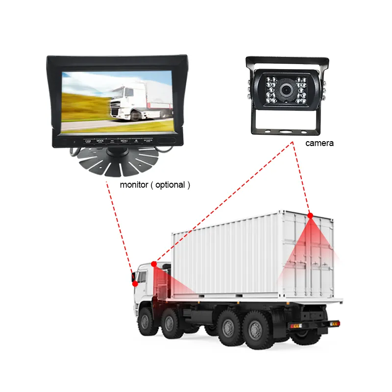 Kamera truk penumpang mobil tahan air HD 18 manik-manik lampu kamera sisi dan belakang untuk mobil mundur