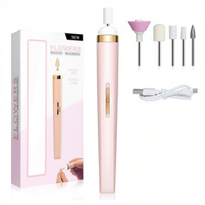 Flowers <b>Electric</b> Nail Drill <b>Kit</b> With 5 Bits And Charger For Manicure Pedicure Care - Product Image 2