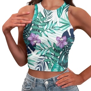 Gran oferta Hawaii flor y hoja impresa verano transpirable señora Sexy Tops moda polinesio patrón chaleco <span class=keywords><strong>mujer</strong></span> Skinny Tank Top - Product Image 2