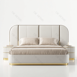 Minimalismo moderno Muebles de dormitorio de alta calidad Cama suave de cuero Marco de cama de madera maciza Cama doble tamaño King - Product Image 1