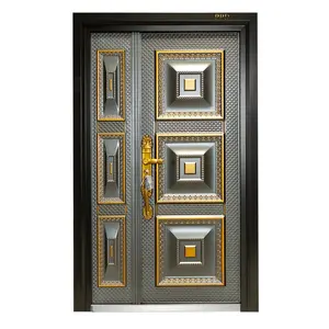 Phipulo Luxury Double Security Main Exterior Door Aluminum Cast Board Front Entry Steel Doors For villa