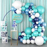 Kit d'arche de guirlande de ballons personnalisée bleu marine, bleu sarcelle et blanc en latex pour la décoration de fête, de baby shower ou d'anniversaire pour garçons