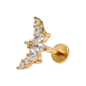 Boucles d'oreilles labret en argent sterling 925 avec zircon cubique, dos plat, pour cartilage, bijoux fins, très populaires et très demandées - Product Image 2