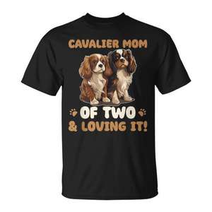Camiseta Cavalier King Charles Spaniel Mamá de dos cachorros para amantes de los perros - Product Image 1