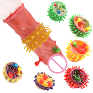Juguetes Sexuales, Extensor de Pene, Anillo para Pene, Fundas Divertidas de Látex de Caucho <span class=keywords><strong>Natural</strong></span>, Condones con Púas en Forma de Flor para Hombre - Product Image 1