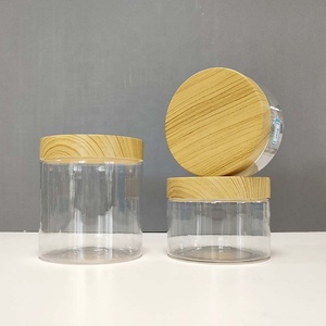Stock 50ml 100ml 200ml <b>Plastic</b> Bamboo Wooden Lid <b>Plastic</b> <b>Jar</b> 8oz Body Butter Container Cosmetic Cream Scrub <b>Jar</b> - Product Image 2