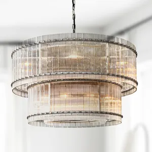 Modern Industrial Style Rivet Crystal Piece Chandelier Lighting Fixture For Living Room Kitchen Island Dining Room Foyer Lobby