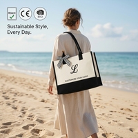 Sacs de courses en toile de jute personnalisés AITE, blancs et noirs, sacs de plage, sacs fourre-tout en jute, sacs en toile de jute vierge, origine Zhejiang