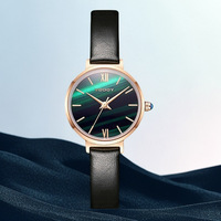 Montre à quartz VODOY 1009 pour femme, style coréen, boîtier en alliage, cadran en verre minéral, acier inoxydable, résistante à l'eau 3 ATM, bracelet en cuir