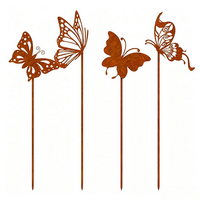 Décorations de jardin en métal rouillé en forme de papillon avec ailes découpées pour pelouse et patio