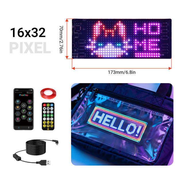 RBG LED Flexible Display Screen 16*32 Pixel IP65 2121 Car Interior Decoration Sign Waterproof
