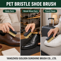 Brosse de nettoyage pour chaussures en poils de PET avec manche en bois, pour le soin des chaussures en cuir et daim