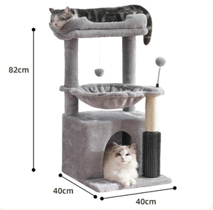 منصة تسلق خشبية متكاملة للقطط مع بيت للقطط وعمود خدش من السيزال ومنصة قفز - Product Image 5