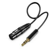 Câble audio 3,5 mm vers XLR femelle 3 broches, noir, PVC, cuivre étamé, connecteur plaqué or pour microphone et table de mixage, 1m, 2m, 3m, 5m, personnalisable
