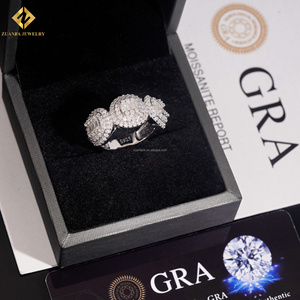 ZUANFA JEWELRY Cluster Shape Moissanite Hip Hop <b>Ring</b> 925 <b>Silver</b> Rhodium Plated Pave Setting Unisex Party Jewelry <b>Man</b> Band <b>Ring</b> - Product Image 2