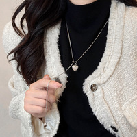 Collier ajustable plaqué or avec pendentif cœur bohème pour femme, chaîne à maillons, bijou pour pull d'hiver