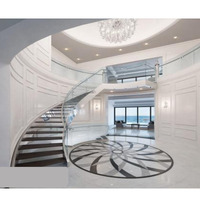 Escalier en colimaçon en verre incurvé de haute qualité pour villa de luxe, design d'escalier intérieur, prix des escaliers en spirale